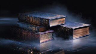 星のように輝く本が並ぶ、有名人占い辞典のイメージ