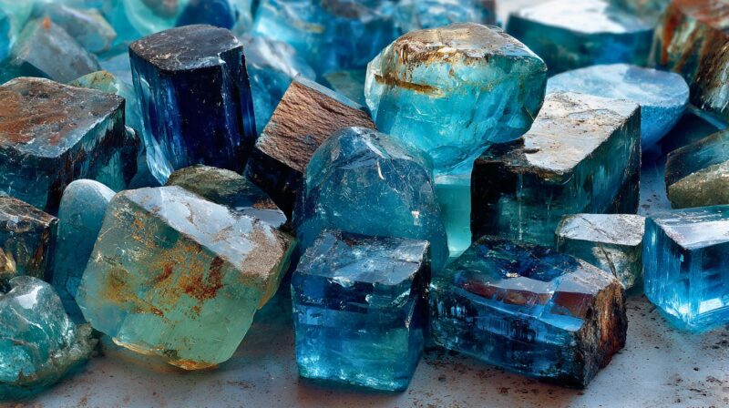 水瓶座の個性・改革・未来性を表すブルーと水色の石イメージ