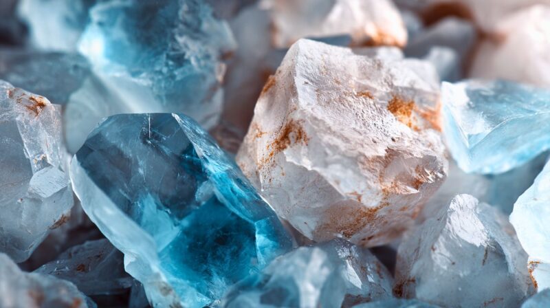 魚座の癒し・感受性・直感を象徴する白と水色の石イメージ